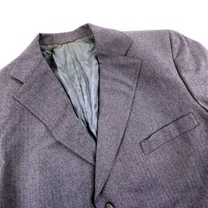Griffon Clothes Mens 46L Blazer Jacket Gray Herringbone Virgin Wool Suit Coat